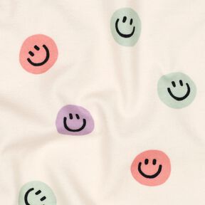 Katoenflanel Smileys | Poppy Fabrics – ivoor/oudroze, 