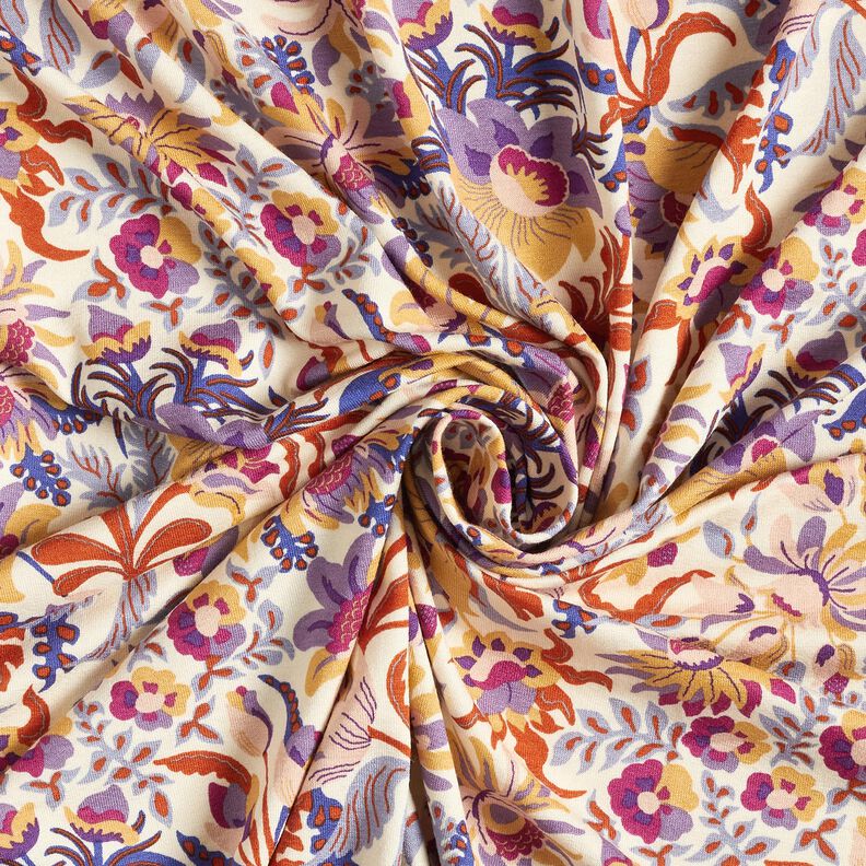 Viscosejersey Bloemen en ornamenten | Katia Fabrics – creme/lavendel, image number 3