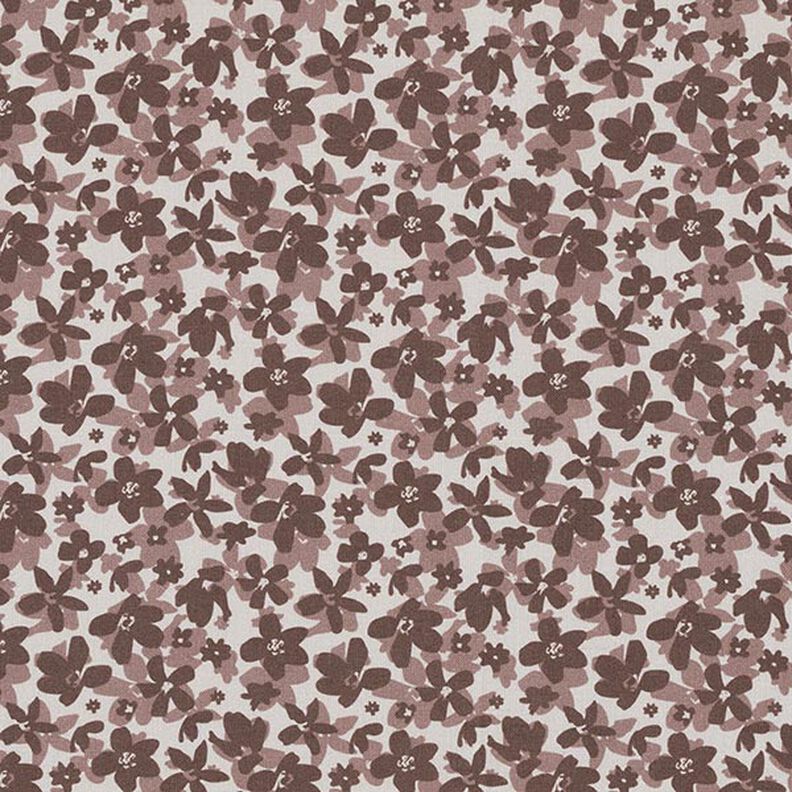 Katoenpopeline bloemenzee – taupe/bruin, image number 1