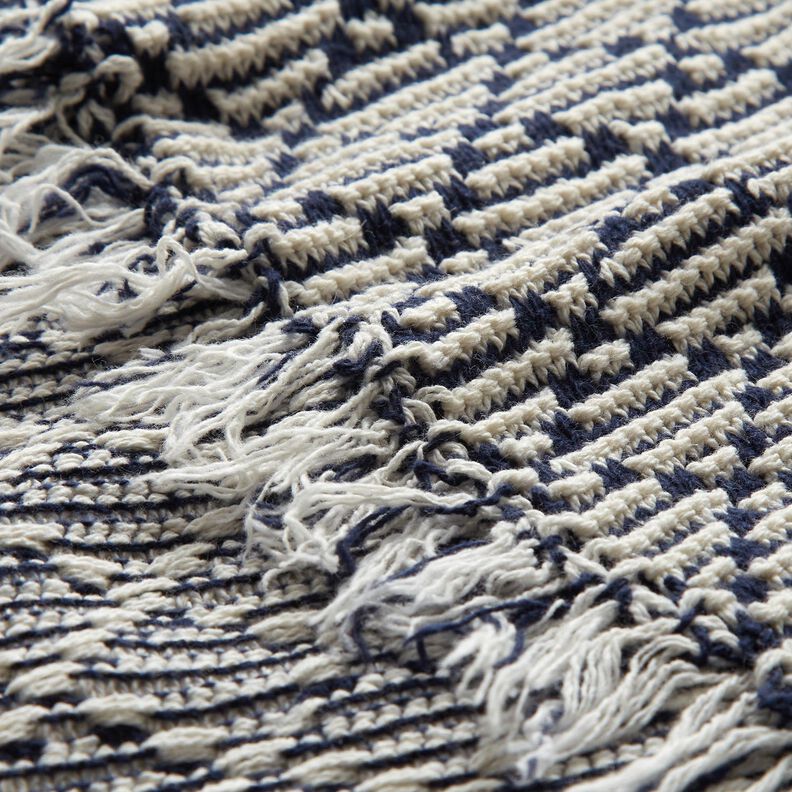Grofgebreid katoen ruiten – wit/marineblauw,  image number 5