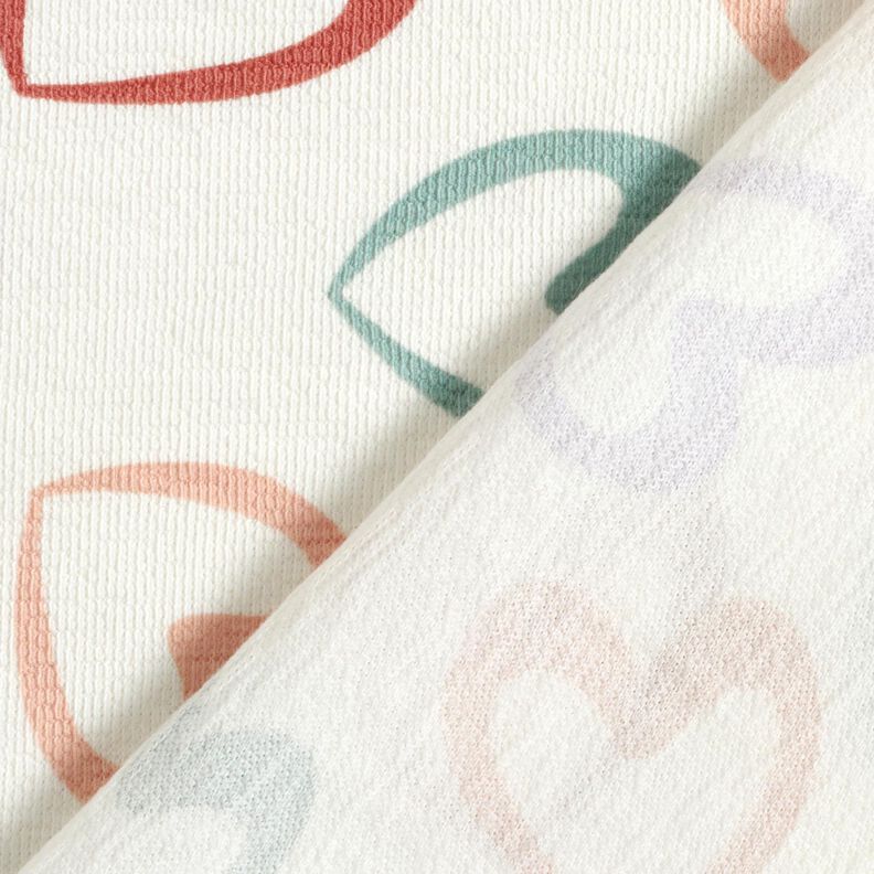 Katoenjersey kleurrijke harten &ndash; wit/lila,  image number 4