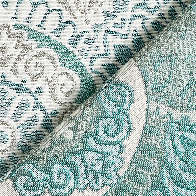 Decostof Jacquard elegante tegels &ndash; licht petroleum/lichtbeige,  image number 4