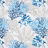 Katoenen stof Cretonne grote koralen – wit/blauw,  thumbnail number 1