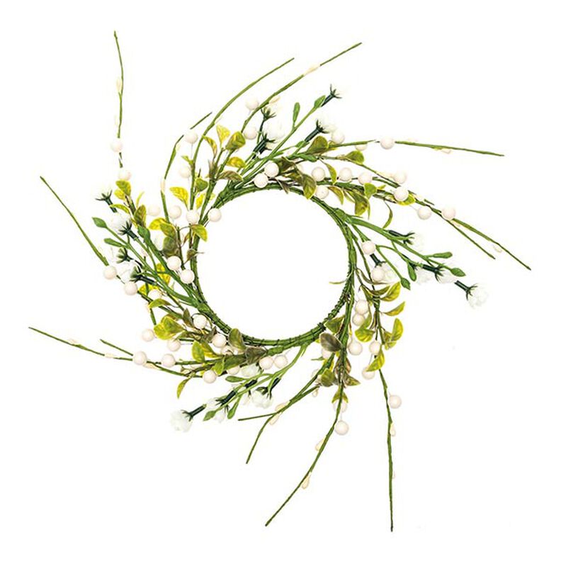Deco bloemenkrans met bessen [Ø11 cm/ 39 cm] – wit/groen,  image number 1