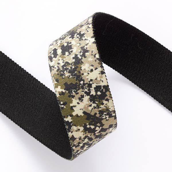 Riemband camouflage elastisch  [ 3,5 cm ] – donkergroen/ecru,  image number 2