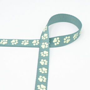 Reflecterende geweven tape Hondenriem Pootjes [20 mm] – salie, 