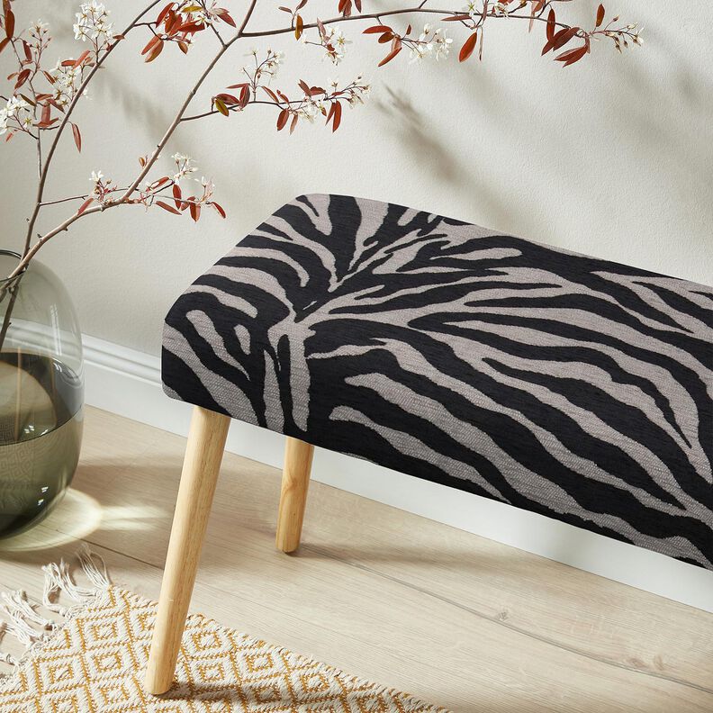 Bekledingsstof Jacquard Zebra – zwart/grijs, image number 8