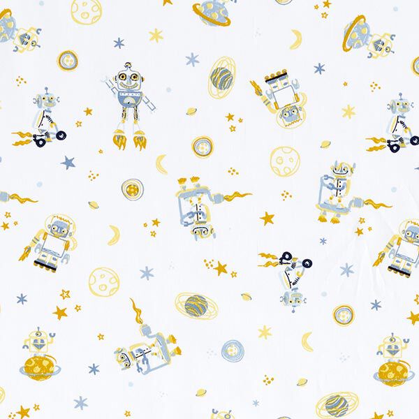 Katoenpopeline Space robot | by Poppy – wit, image number 1