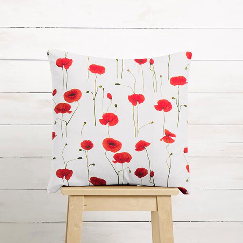 Decostof Half panama klaprozen – wit/rood, image number 7