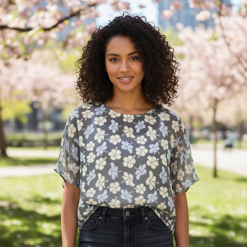 Chiffon hibiscusbloemen &ndash; zwart/wit,  image number 5