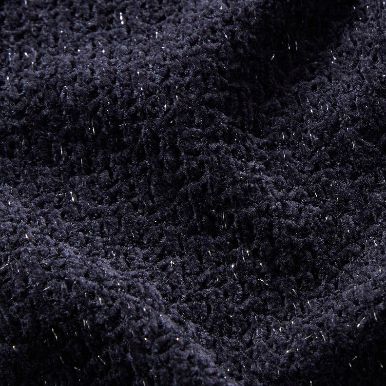 Chenille Breijacquard Glitter – zwart blauw/zilver metallic,  image number 2