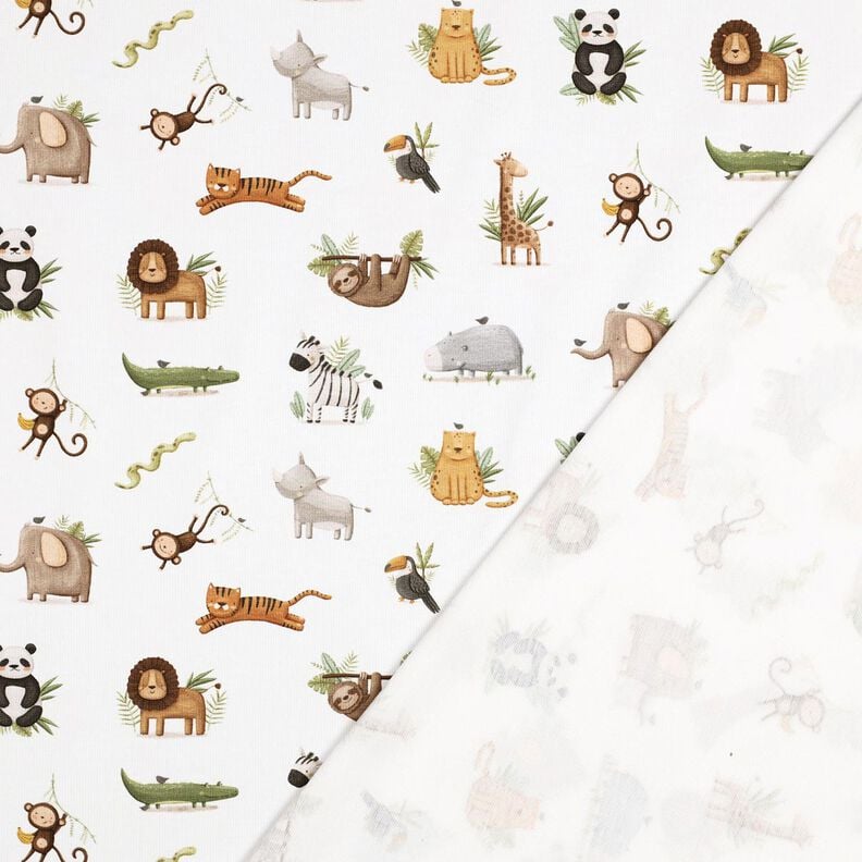 GOTS Katoenjersey schattige steppedieren Digitaal printen | Poppy Fabrics – wit/lichtolijf,  image number 3