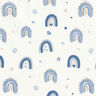 Katoenen stof Popeline Schattige regenbogen – blauw/wit,  thumbnail number 1