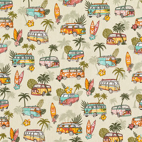 Katoenen stof cretonne Roadtrip surf – beige, 