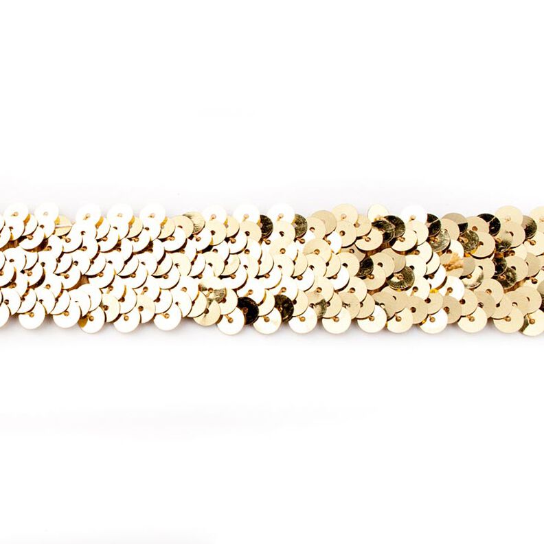 Elastische paillettenboord [30 mm] – goud metallic,  image number 1
