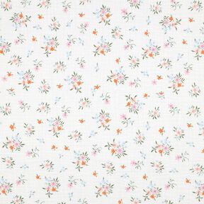 GOTS Mousseline/dubbel gehaakte stoffen Schattige bloemetjes  | Poppy Fabrics – ivoor/oranje, 