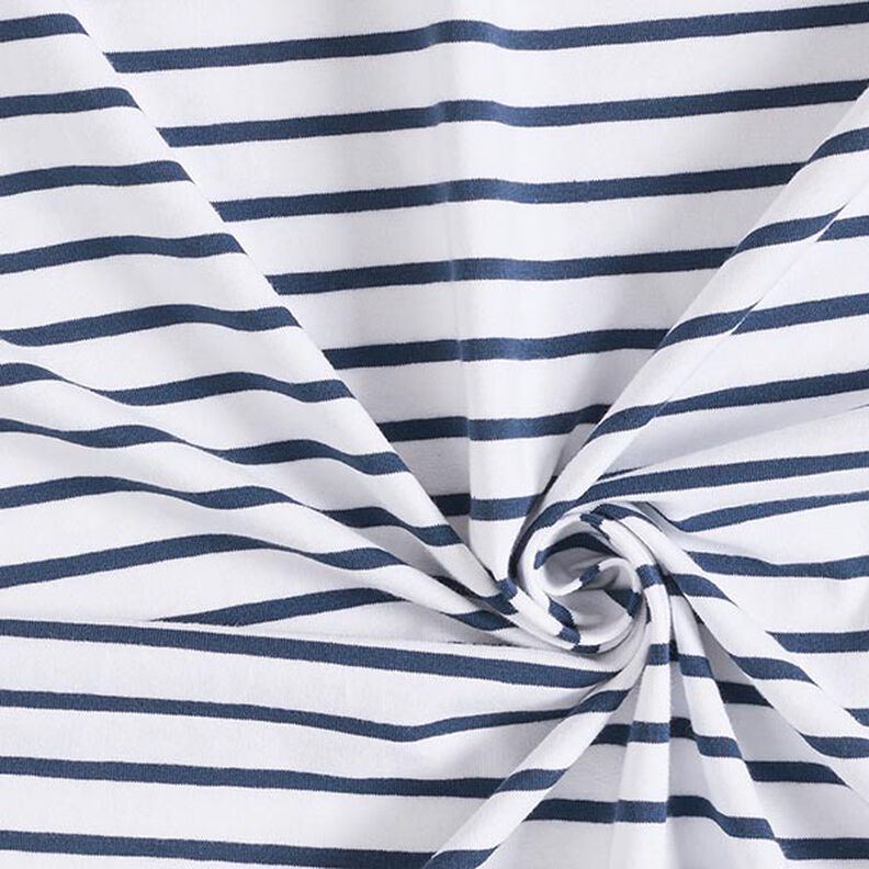 Katoenjersey smalle en brede strepen – wit/marineblauw,  image number 3
