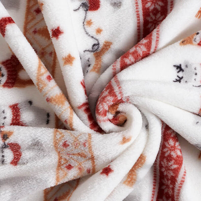 Gezellige fleece Winterdieren – wit/karmijnrood, image number 3