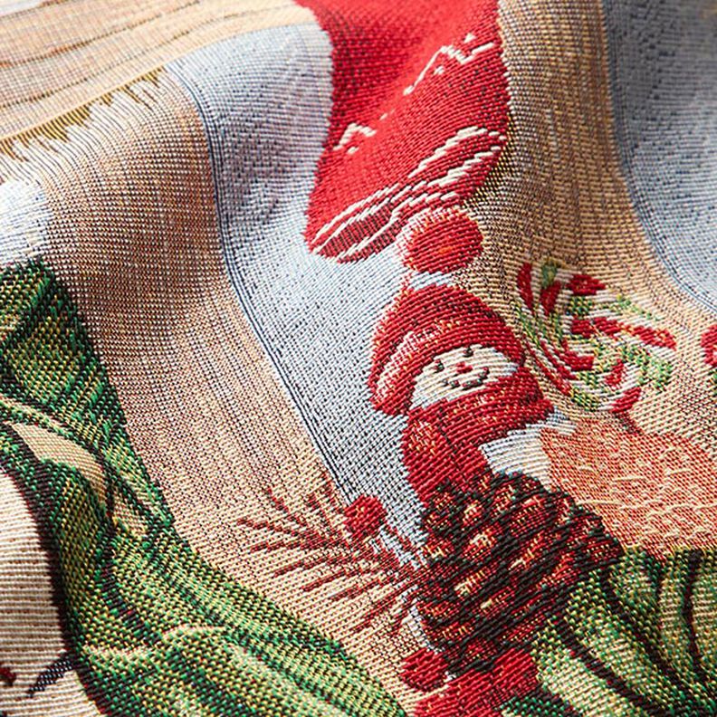 Panel Gobelin Kerstkat – lichtblauw/rood, image number 2