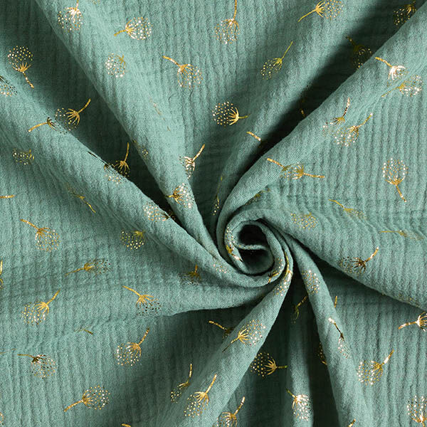 Mousseline/dubbel gehaakte stoffen Glitter paardenbloemen – riet/goud, image number 3
