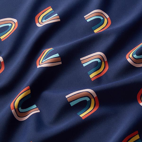 Badpakstof abstracte regenbogen – marineblauw,  image number 2