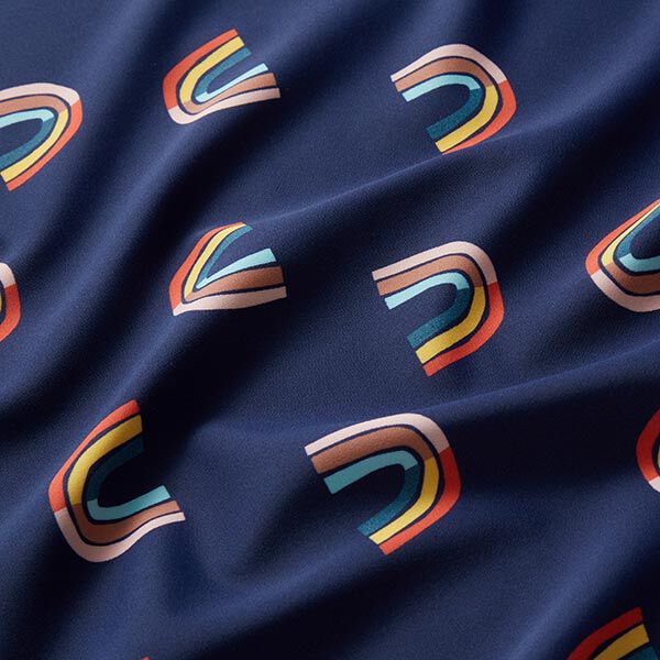 Badpakstof abstracte regenbogen – marineblauw, image number 2