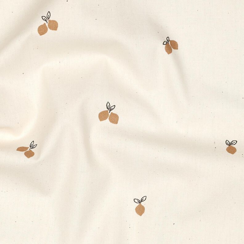 GOTS Katoenpopeline kleine citroenen | Poppy Fabrics – natuur/reekalf, image number 2