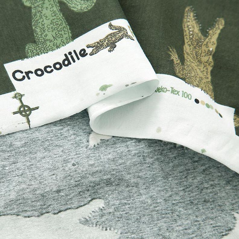 Katoenjersey Krokodillen – donkergrenen,  image number 3