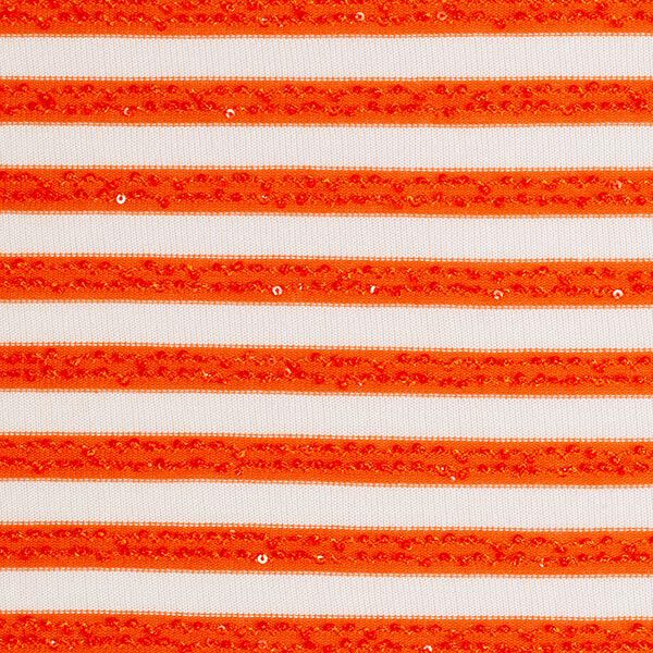 Fijngebreid Pailletten strepen – oranje/ecru,  image number 1