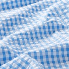 Seersucker Katoen geweven ruit – blauw/wit, 
