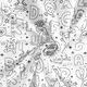 Katoenpopeline Kleurplaten letters-monsters – wit/zwart,  thumbnail number 3
