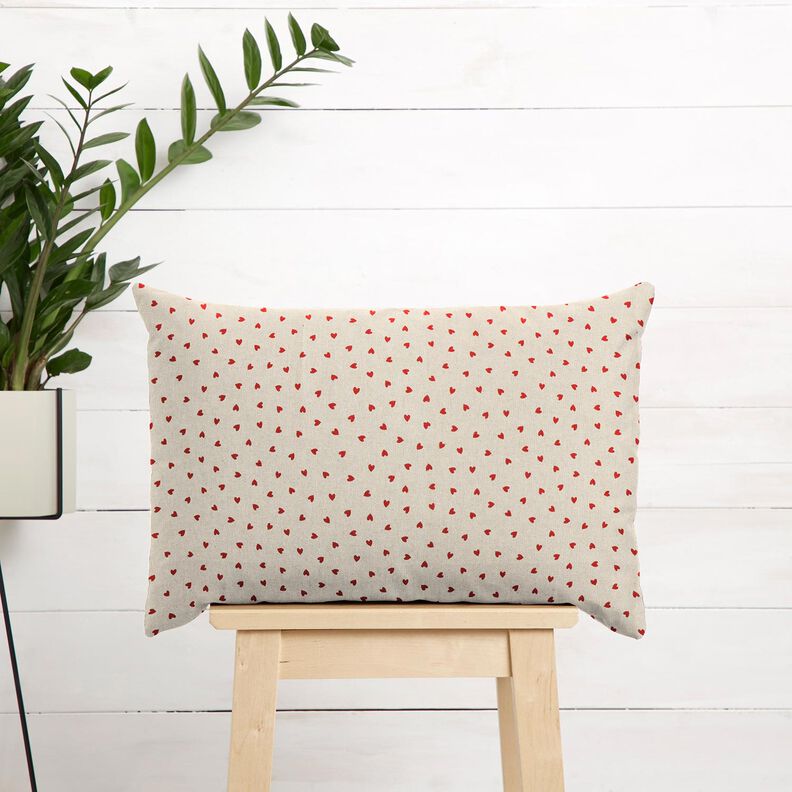 Decostof Half panama verspreide miniharten – natuur/rood,  image number 6