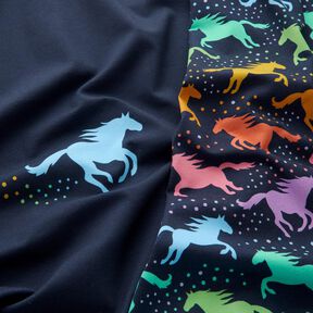 Katoenjersey Panel Dreamland Horses Panel | Stoff&Liebe – nachtblauw, 