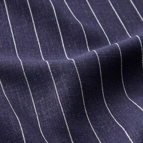 Viscose-linnen-mix brede krijtstrepen – marineblauw, 