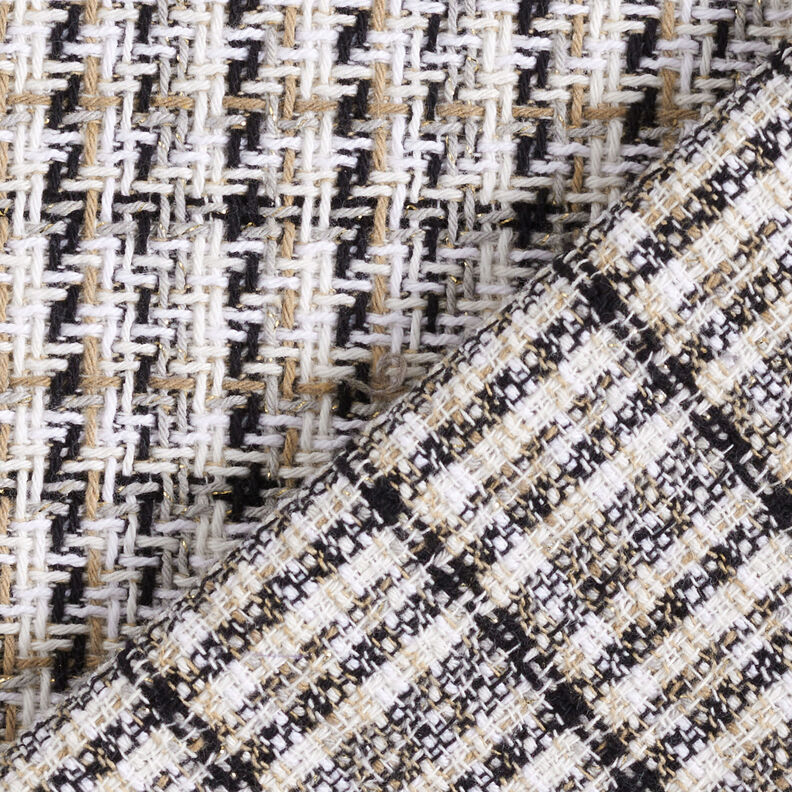 Grove jasstof glittergaren ruit – wit/beige, image number 5