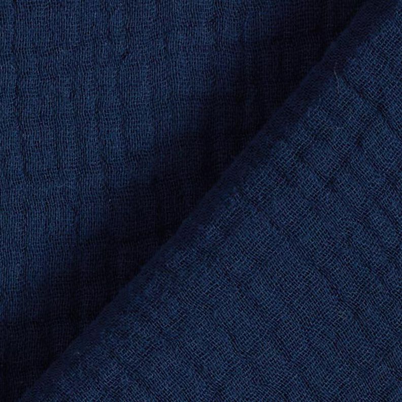 GOTS Drielaagse katoenen mousseline – nachtblauw,  image number 5