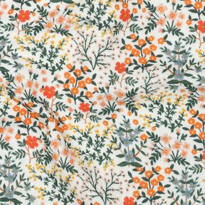 Mousseline/dubbel gehaakte stoffen Bloemenweide Digitaal printen | Poppy Fabrics – ecru/perzik, 