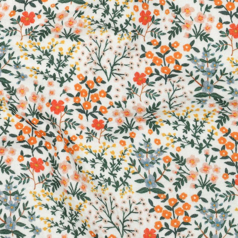 Mousseline/dubbel gehaakte stoffen Bloemenweide Digitaal printen | Poppy Fabrics – ecru/perzik, image number 2