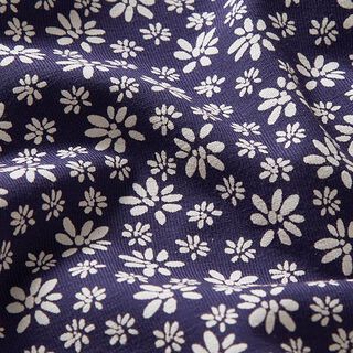 Katoenjersey kleine madeliefjes – marineblauw, 