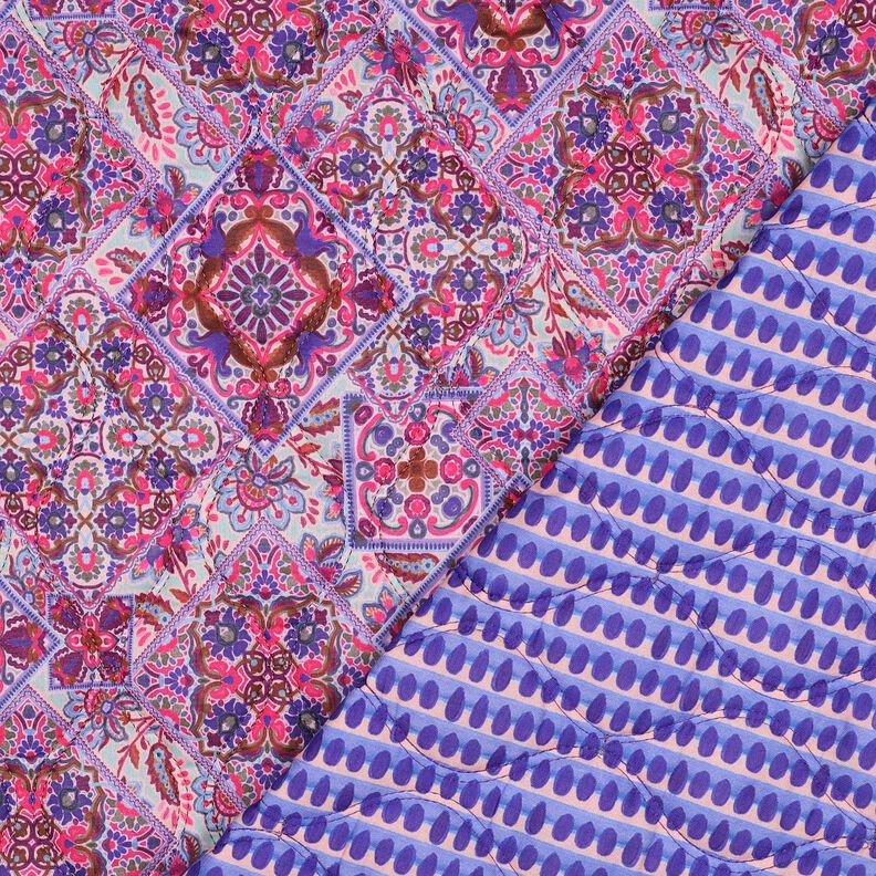 Doorgestikte stof Doubleface Ruiten | Poppy Fabrics – blauwlila/kastanjebruin,  image number 1