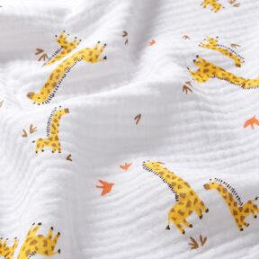 Mousseline/dubbel gehaakte stoffen Giraffen – wit/zonnegeel, 