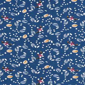 Katoenjersey Zwaluwen over de weide – indigo, 