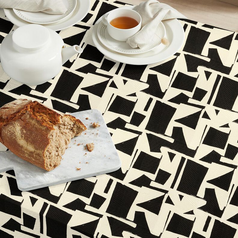 Decostof Jacquard abstracte structuur – zwart/ecru,  image number 8