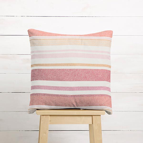 Decostof Half panama kleurrijke mix van strepen gerecycled – rood, image number 5