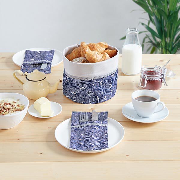 Gecoat katoen Golvenmotief – marineblauw, image number 6