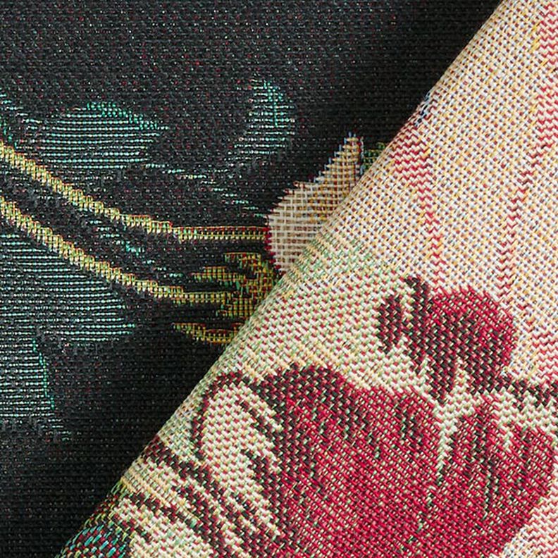 Decostof Gobelin Bloemen-boeket – zwart/karmijnrood,  image number 4