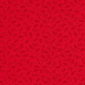 Katoenen stof Popeline Feestelijke takken – donkerrood, 