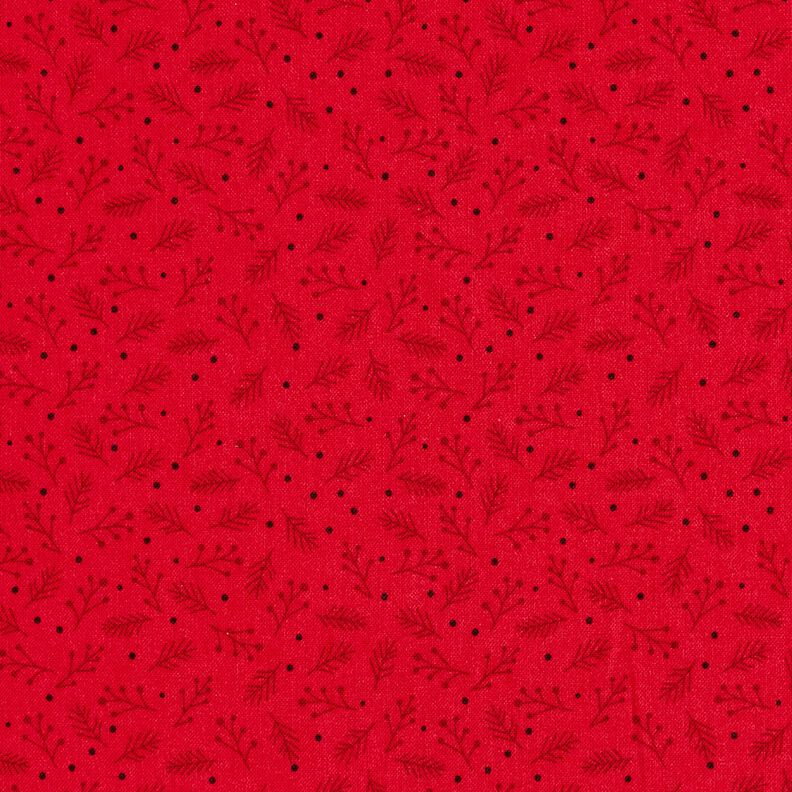 Katoenen stof Popeline Feestelijke takken – donkerrood, image number 1
