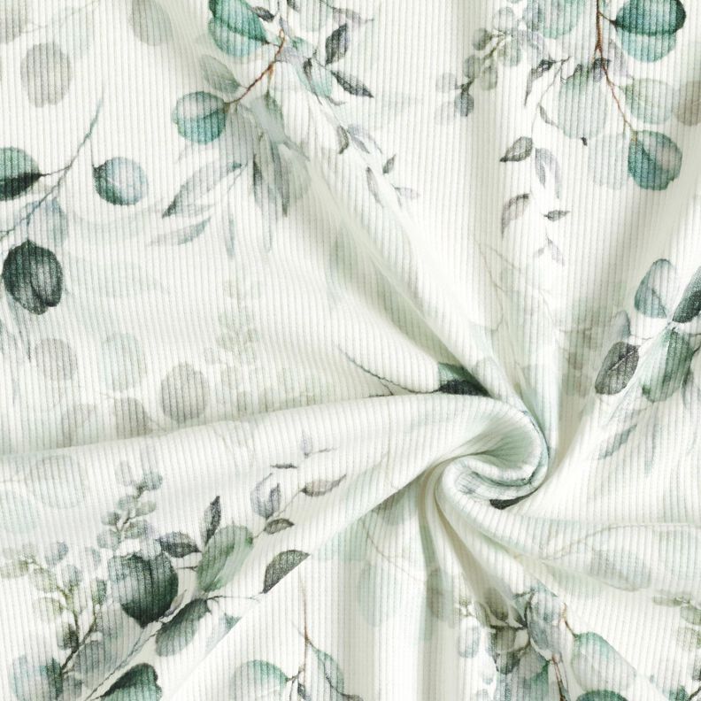 Ribjersey Eucalyptus Digitaal printen – ecru, image number 3