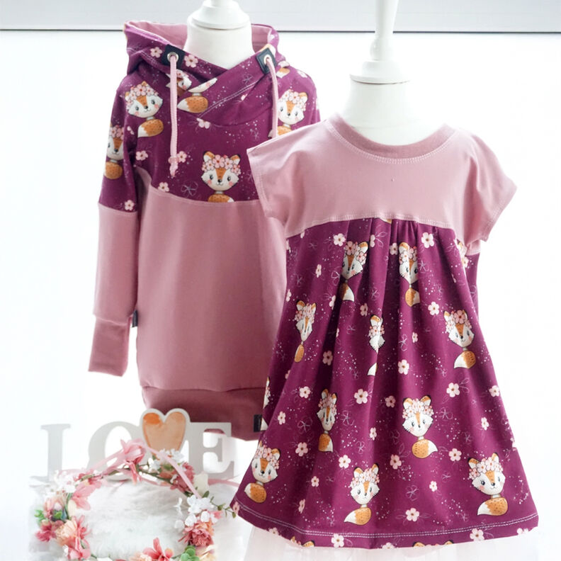 Katoenjersey Vos met bloemen | Glitzerpüppi – druif/perzik sinaasappel, image number 5